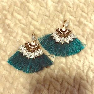 Beautiful Emerald Green Fringe Earrings